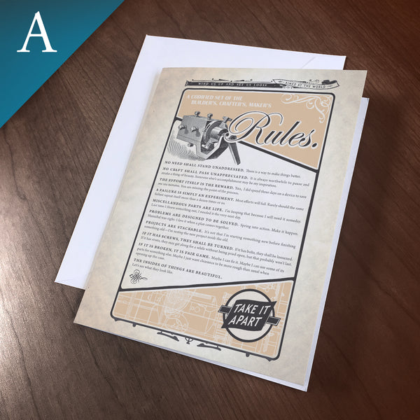 Greeting Card (Blank Inside) - “Maker's Rules”
