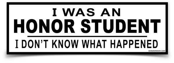 I Was an Honor Student, I Don't Know What Happened | Bumper Sticker (8.5" x 2.75")