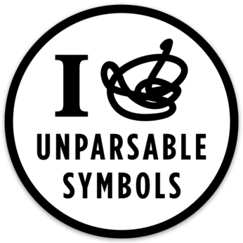 Unparsable Symbols sticker (3.5" circle)