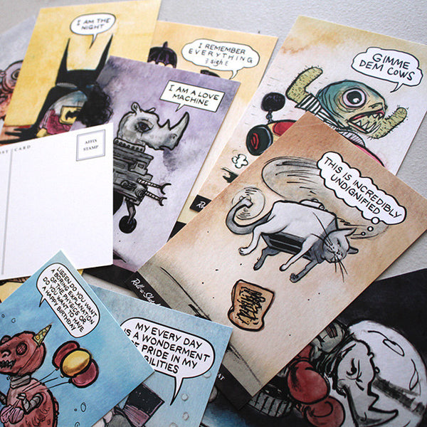 Roll-A-Sketch Postcards.