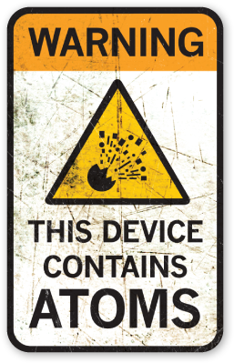 This Device Contains Atoms sticker (2.57" x 4")