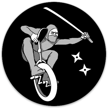 Ninja on a Unicycle sticker (3.5" circle)