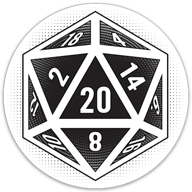 D20 Gaming Die sticker (3.5" circle)